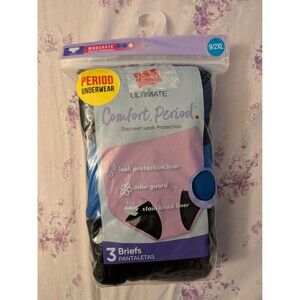 Hanes Ultimate Comfort Period Moderate Brief Panty - 3 Pack Size 9/2XL